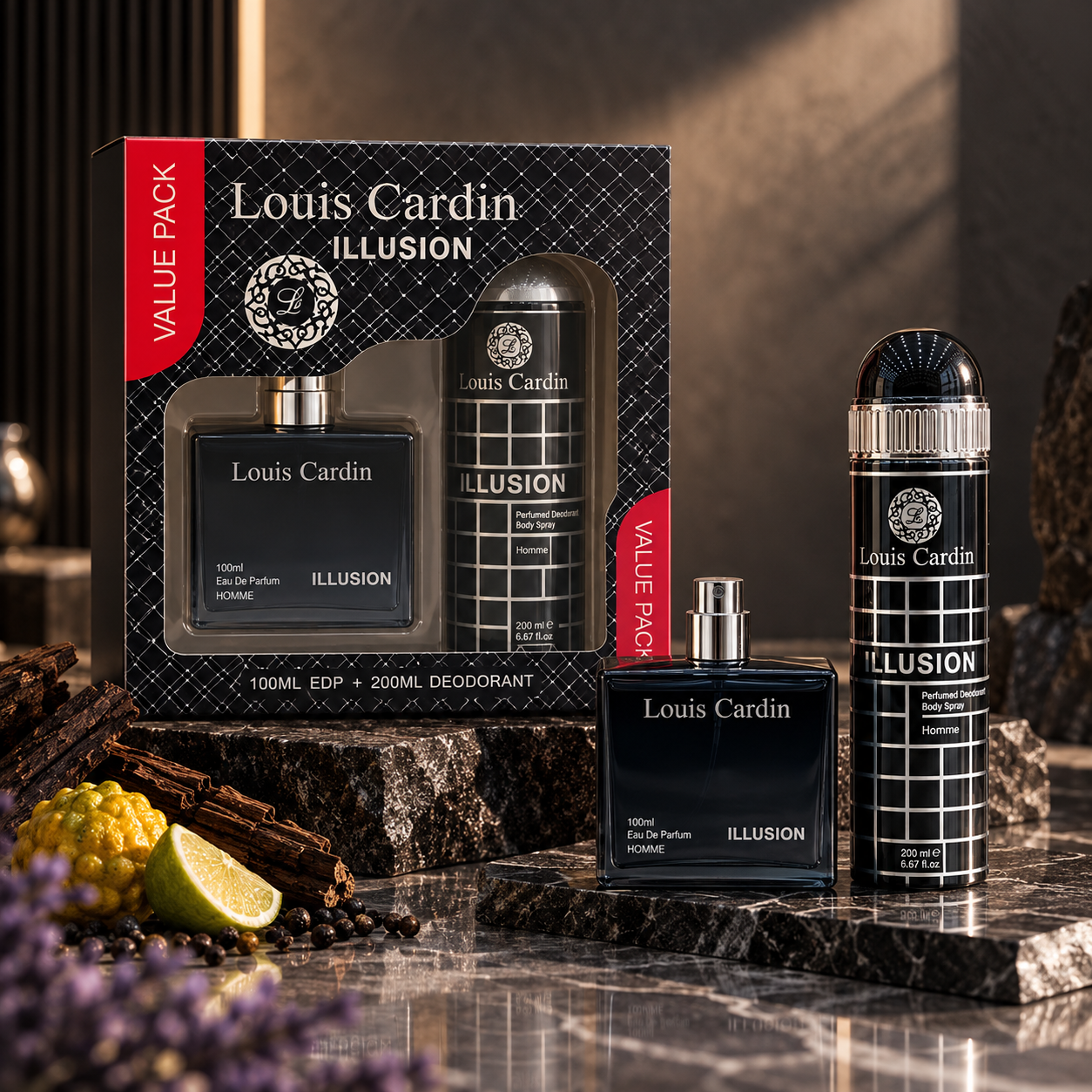 Louis Cardin Men’s Fragrance Value Pack – 3-Piece Collection