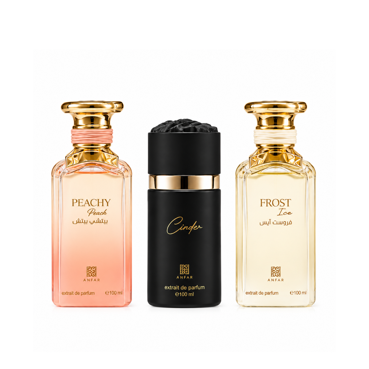 Ahmed Al Maghribi Luxury Trio Collection – Peachy, Cinder & Frost Ice