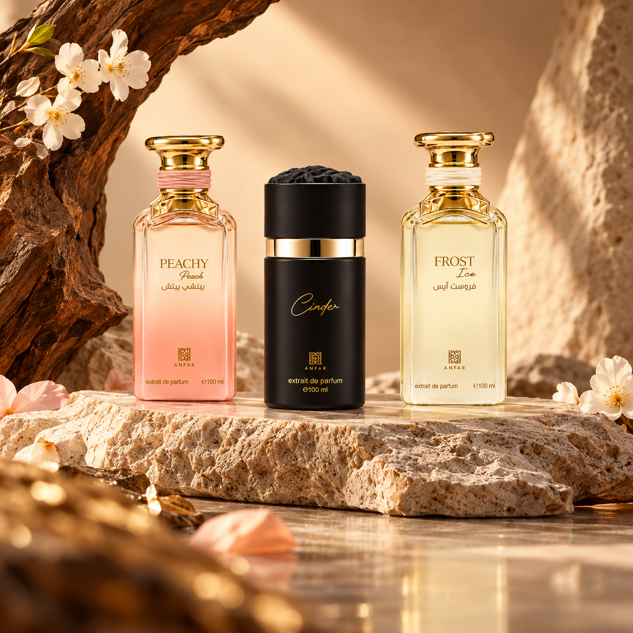 Ahmed Al Maghribi Luxury Trio Collection – Peachy, Cinder & Frost Ice
